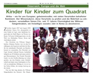 Österreich Journal vom 03.08.2010: Kinder für Kinder zum Quadrat (1/2)