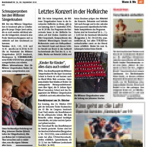 Bezirksblatt Telfs vom 08.09.2010: Kinder für Kinder - alles dazu auch online!